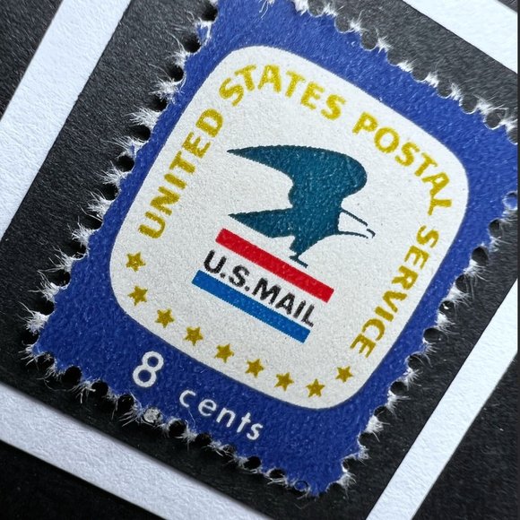 Eagle Postal Service Framed Postage Stamp Art 4x4 USA #1396 - Picture 1 of 4